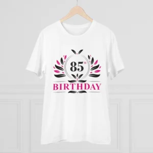 Men's PC Cotton 85th Birthday Printed T Shirt (Color: White, Thread Count: 180GSM) - Image 3