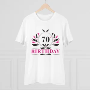 Men's PC Cotton 70th Birthday Printed T Shirt (Color: White, Thread Count: 180GSM) - Image 3