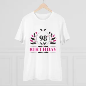 Men's PC Cotton 98th Birthday Printed T Shirt (Color: White, Thread Count: 180GSM) - Image 3