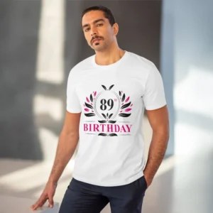 Men's PC Cotton 89th Birthday Printed T Shirt (Color: White, Thread Count: 180GSM) - Image 6