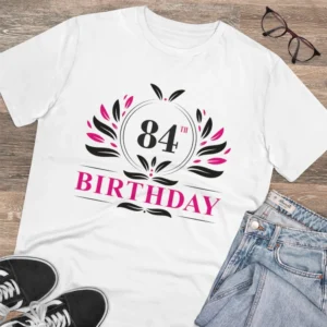 Men's PC Cotton 84th Birthday Printed T Shirt (Color: White, Thread Count: 180GSM) - Image 4