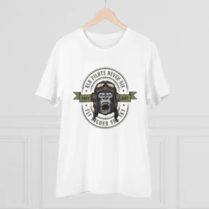 Men's PC Cotton Gorila Desing Printed T Shirt (Color: White, Thread Count: 180GSM) - Image 3