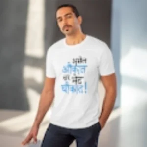 Men's PC Cotton Marathi Desing Printed T Shirt (Color: White, Thread Count: 180GSM) - Image 6