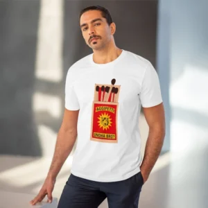 Men's PC Cotton Telugu Desing Printed T Shirt (Color: White, Thread Count: 180GSM) - Image 6