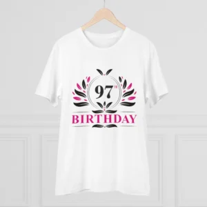 Men's PC Cotton 97th Birthday Printed T Shirt (Color: White, Thread Count: 180GSM) - Image 3