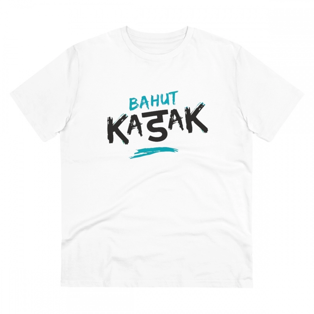 Men's PC Cotton Bahot Kadak Printed T Shirt (Color: White, Thread Count: 180GSM)