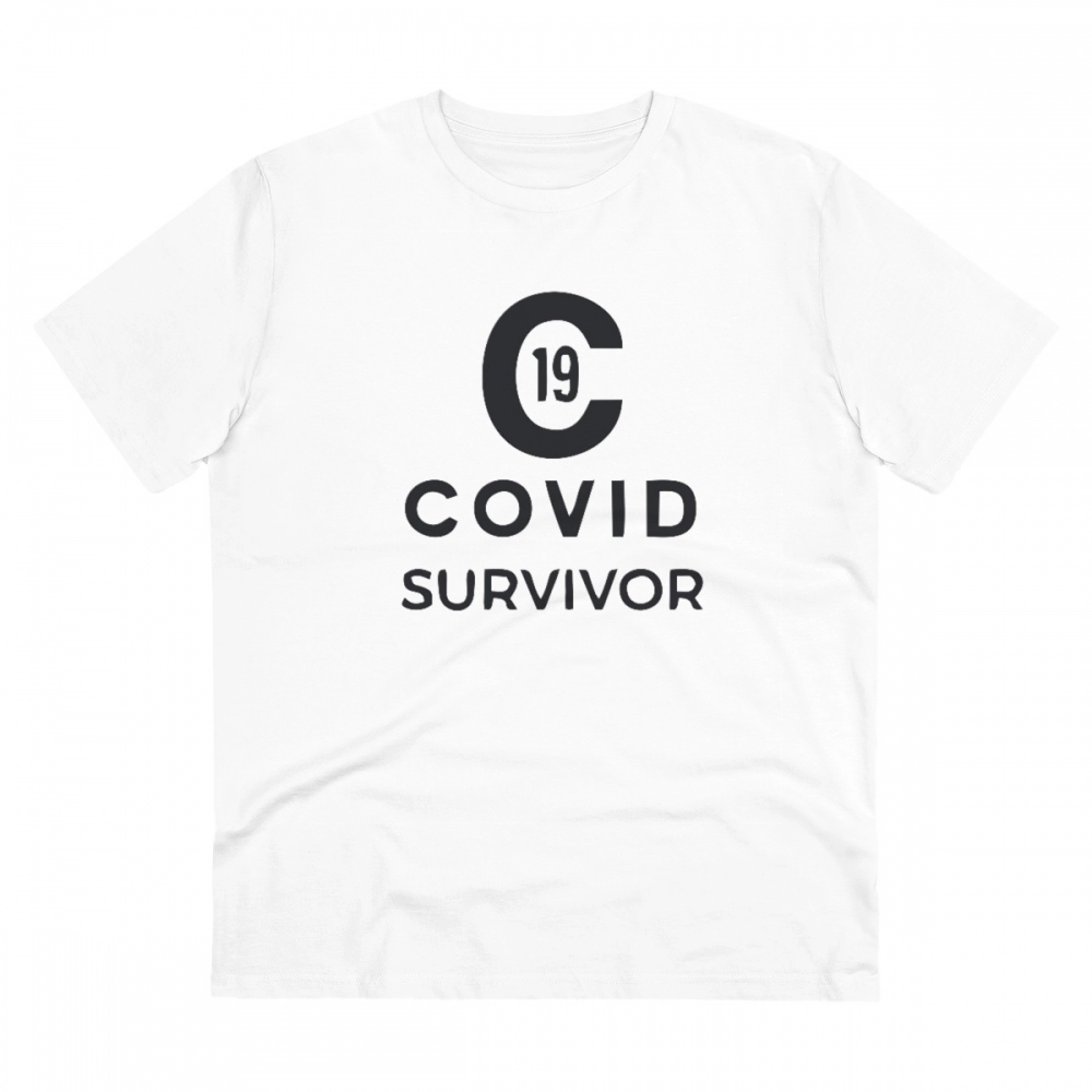 Men's PC Cotton Covid 19 Survivor Printed T Shirt (Color: White, Thread Count: 180GSM)