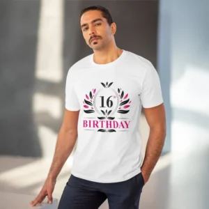 Men's PC Cotton 16th Birthday Printed T Shirt (Color: White, Thread Count: 180GSM) - Image 6