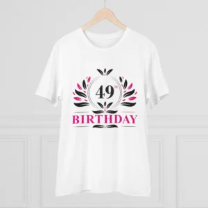 Men's PC Cotton 49th Birthday Printed T Shirt (Color: White, Thread Count: 180GSM) - Image 3