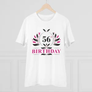 Men's PC Cotton 56th Birthday Printed T Shirt (Color: White, Thread Count: 180GSM) - Image 3