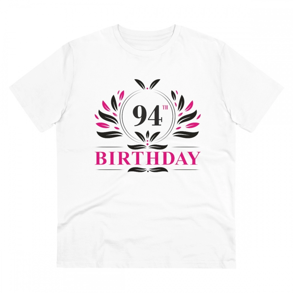Men's PC Cotton 94th Birthday Printed T Shirt (Color: White, Thread Count: 180GSM)
