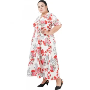 Women's A-Line White Dress (Color:White, Material:Polyester) - Image 4