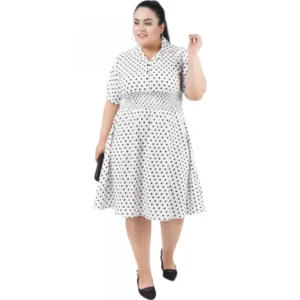 Women's Cinched Waist White Dress (Color:White, Material:Poly Crepe) - Image 2