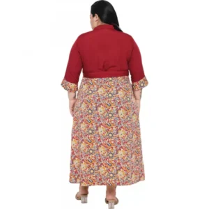 Women's Fit And Flare Maroon Dress (Color:Maroon, Material:Polyester) - Image 6