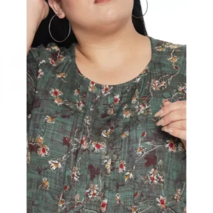 Women's A-Line Green Dress (Color:Green, Material:Rayon) - Image 3