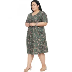 Women's A-Line Green Dress (Color:Green, Material:Rayon) - Image 4