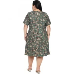 Women's A-Line Green Dress (Color:Green, Material:Rayon) - Image 6