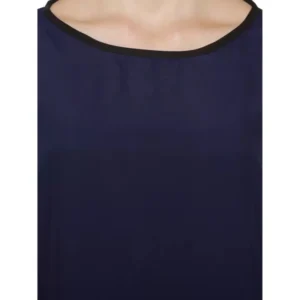 Women's Casual Slit Sleeve Solid Blue Top (Color:Blue, Material:Poly Crepe) - Image 2