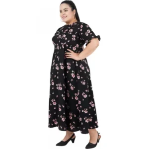 Women's Maxi Black Dress (Color:Black, Material:Poly Crepe) - Image 5