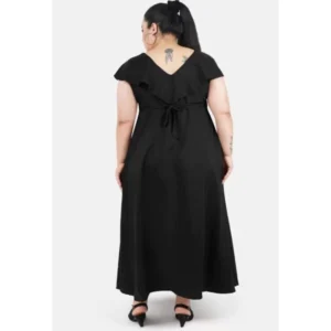 Women's Fit And Flare Black Dress (Color:Black, Material:Polyester) - Image 6
