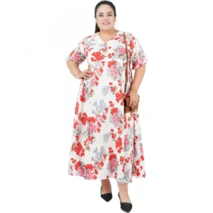 Women's A-Line White Dress (Color:White, Material:Polyester) - Image 2