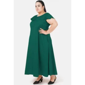 Women's Fit And Flare Green Dress (Color:Green, Material:Polyester) - Image 4