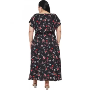 Women's Fit And Flare Black Dress (Color:Black, Material:Polyester) - Image 6