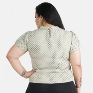 Women's Casual Short Sleeve Printed Green Top (Color:Grey, Material:Crepe) - Image 3