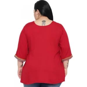 Women's Casual Embroidered Maroon Top (Color:Maroon, Material:Rayon) - Image 3