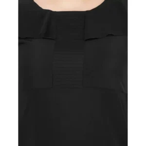 Women's Fit And Flare Black Dress (Color:Black, Material:Polyester) - Image 3