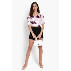Women's Casual Tie And Dye Purple Top (Color:Purple, Material:Rayon) - Image 2