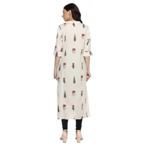 Women's Khadi Printed A Line Kurti (Off White, Khadi) - Image 2