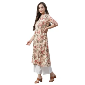 Women's Cotton Printed Floral Print Kurti (Multicolor, Cotton) - Image 5