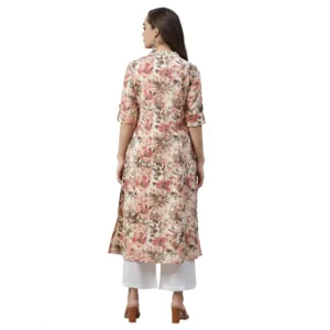 Women's Cotton Printed Floral Print Kurti (Multicolor, Cotton) - Image 3
