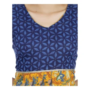 Women's Cotton Printed Long Kurti (Mustard, Blue, Cotton) - Image 2