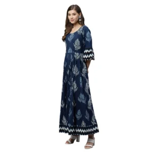 Women's Cotton  Printed Regular Kurti (Blue, Cotton ) - Image 3
