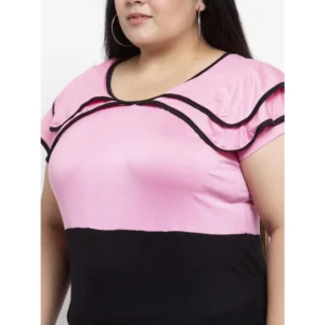 Women's Hojri Solid Knee Length Fit and Flare Dress (Pink) - Image 4