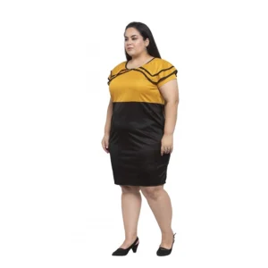 Women's Hojri Solid Knee Length Fit and Flare Dress (Musted) - Image 6