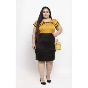 Women's Hojri Solid Knee Length Fit and Flare Dress (Musted) - Image 4