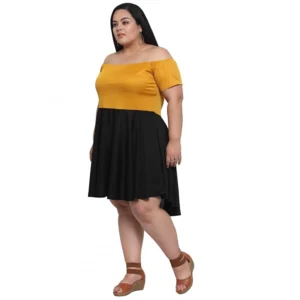 Women's Hojri Solid Knee Length Fit and Flare Dress (Black) - Image 6