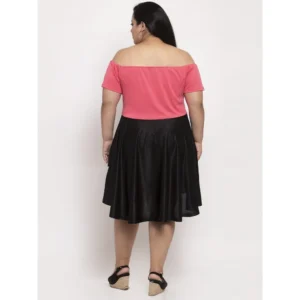 Women's Hosri Polister Solid Knee Length Fit and Flare Dress (Black) - Image 4