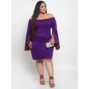 Women's Hojri Solid Knee Length Fit and Flare Dress (Royal Blue) - Image 3