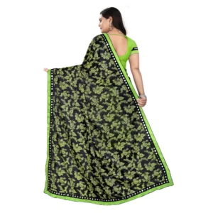 Women's Lycra Blend Saree with Blouse (Pista, 5-6 Mtrs) - Image 2