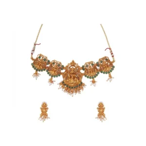 Women's Elegent Temple Jewellery Set (Green, Free Size) - Image 2