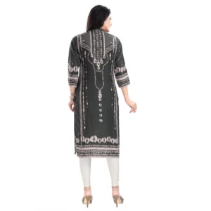 Women's 3/4th Sleeve Masleen Tunic Long Kurti (Olive Green) - Image 6