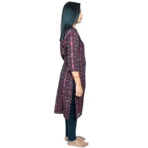 Women's Sambalpuri Certified Handloom Pure Cotton Straight Kurti (Brown) - Image 3
