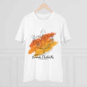 Men's PC Cotton Ganesh Printed T Shirt (Color: White, Thread Count: 180GSM) - Image 2