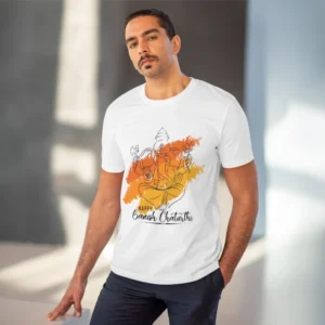 Men's PC Cotton Ganesh Printed T Shirt (Color: White, Thread Count: 180GSM) - Image 5