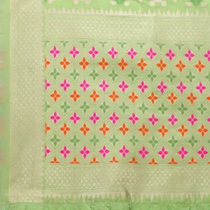 Women's Silk Pure Zari weaving Duppatta (Light Green, Length: 2-2.3 Mtrs) - Image 2