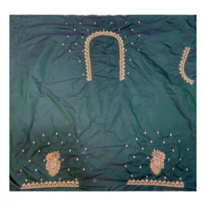 Women's Cotton Silk Embroidered Unstitched Blouse Piece (Dark Green, 80-100 cm) - Image 2